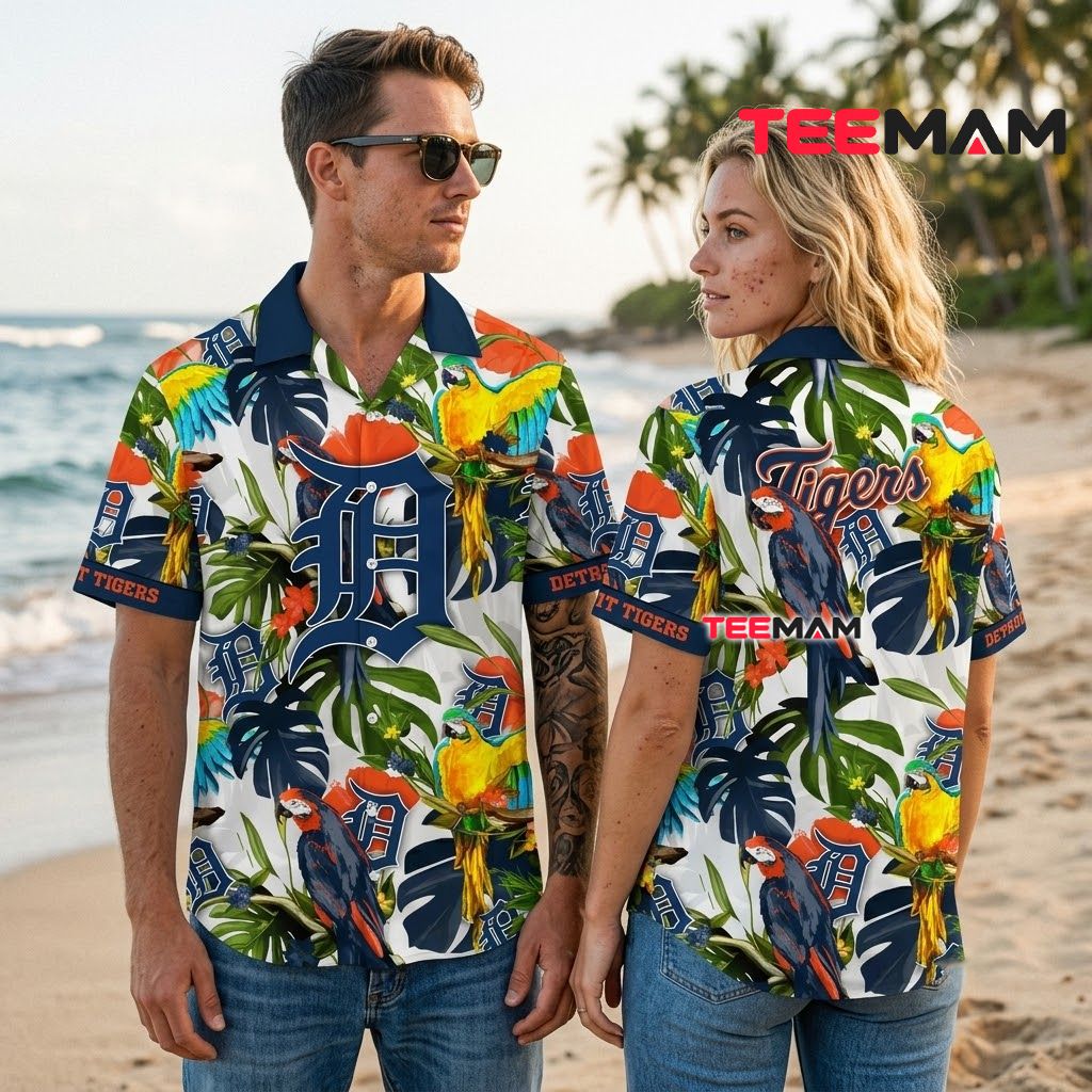 Detroit Tigers Tropical Shirt Parrot Back Detroit Tigers Tropical Shirt Parrot Back