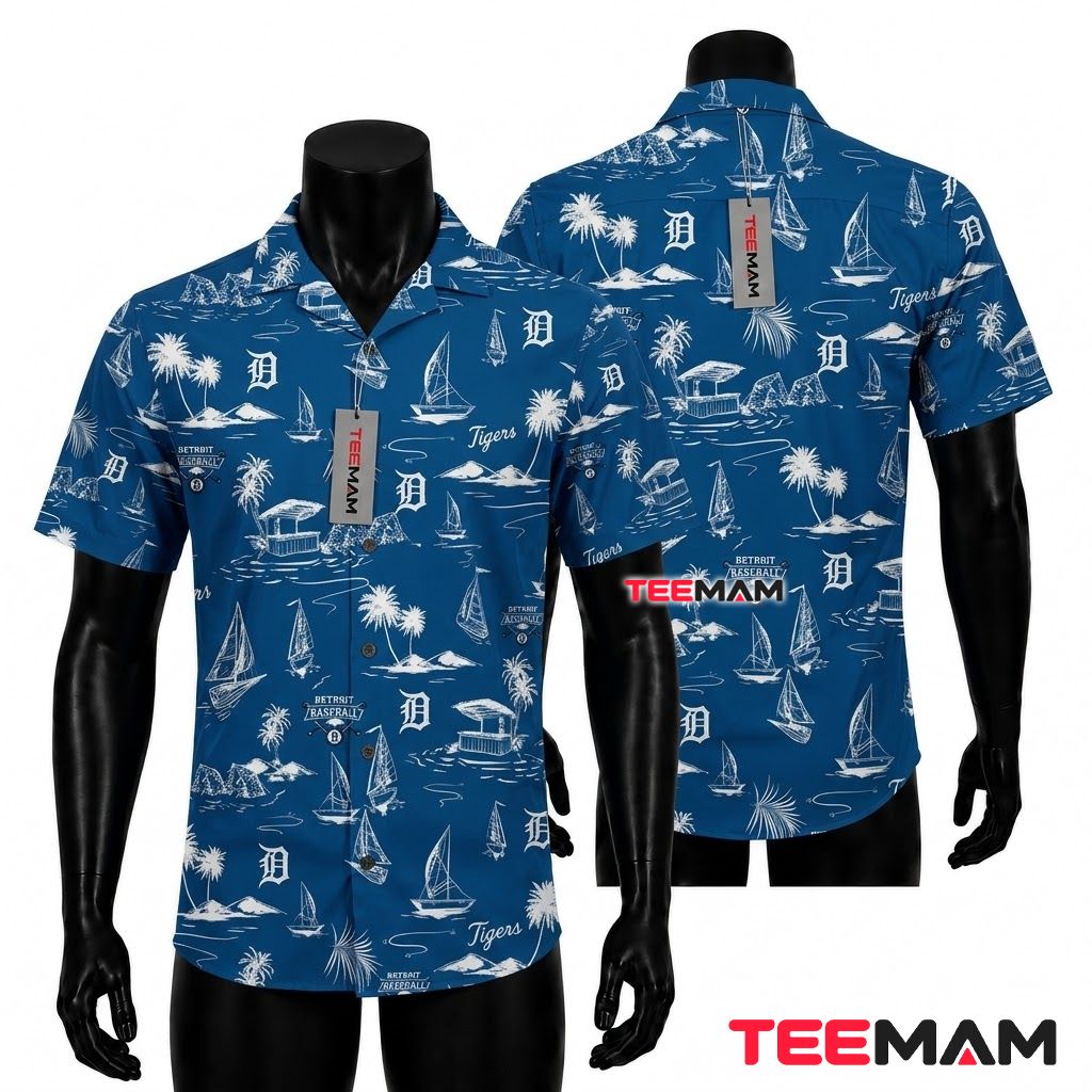 Detroit Tigers Tropical Shirt Surfboard Starfish
