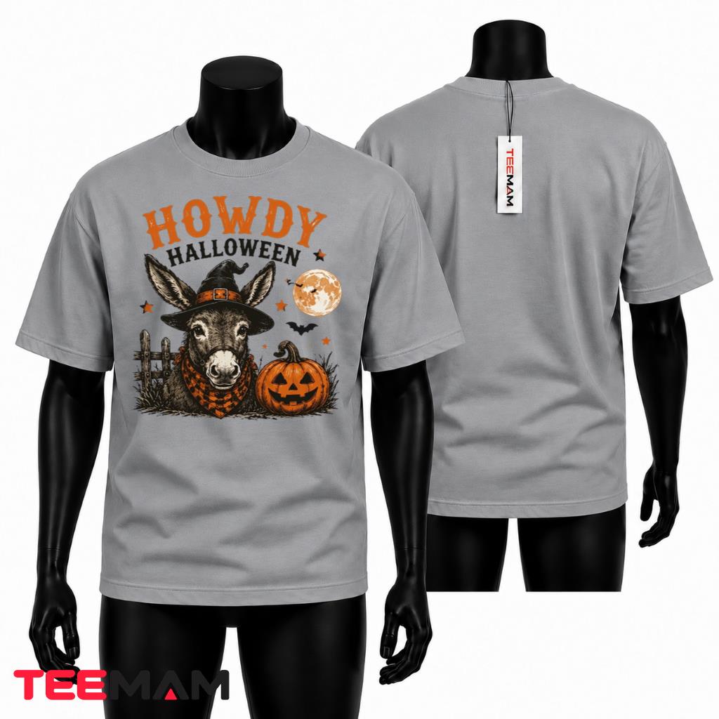 Donkey Halloween T-Shirt Western Witch Pumpkin Farm Animal Gift