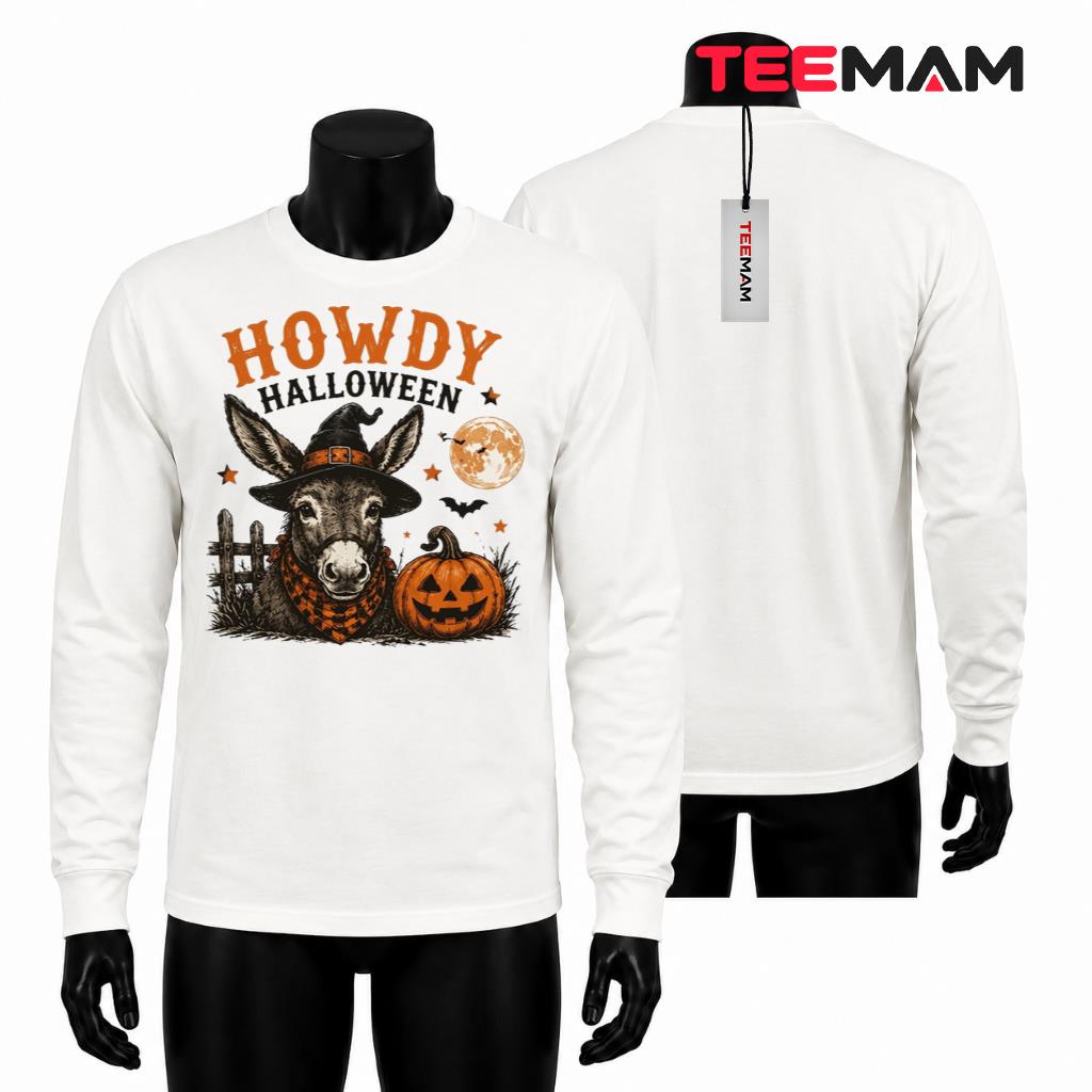 Donkey Halloween Long Sleeve Western Witch Pumpkin Farm Animal Gift Donkey Halloween Long Sleeve Western Witch Pumpkin Farm Animal Gift