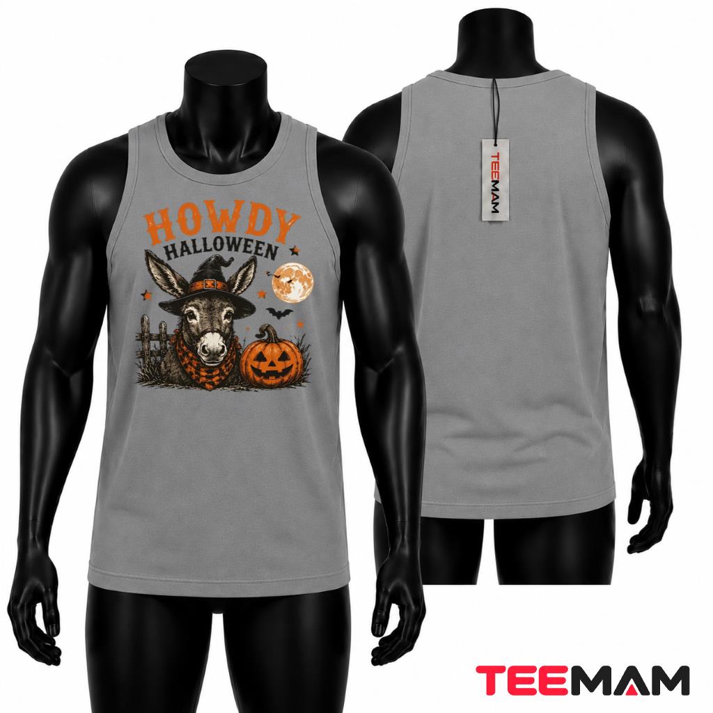 Donkey Halloween Tank Top Western Witch Pumpkin Farm Animal Gift Donkey Halloween Tank Top Western Witch Pumpkin Farm Animal Gift