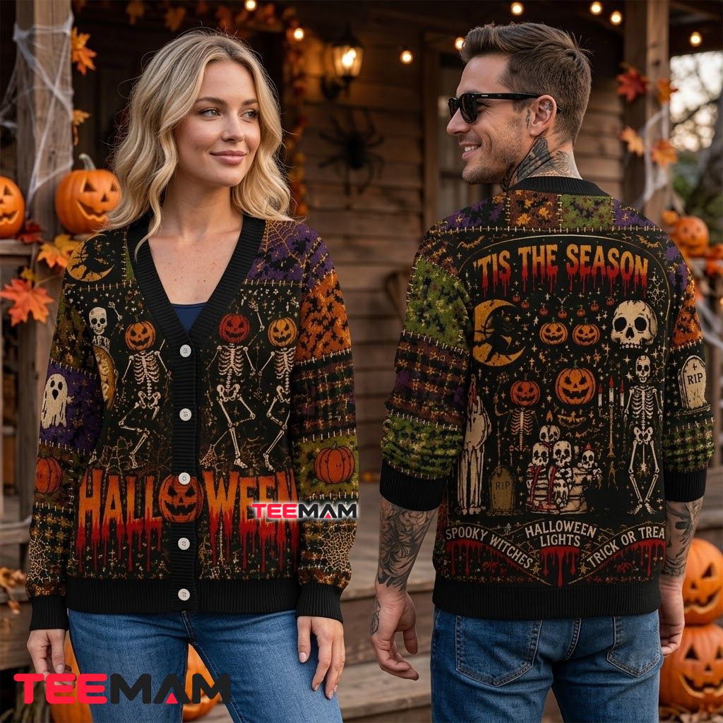 Dripping Halloween Cardigan Skeleton Pumpkin 2 Dripping Halloween Cardigan Skeleton Pumpkin 2