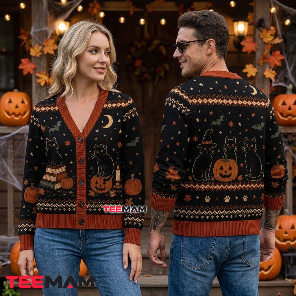 Fair Isle Halloween Cardigan Black Cat Books 2 Fair Isle Halloween Cardigan Black Cat Books 2