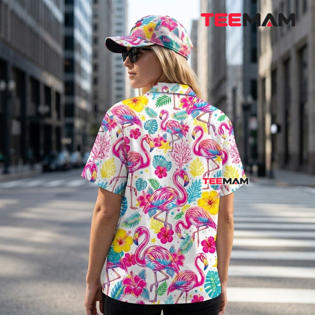 Flamingo Hawaiian Shirt Coral Reef Colorful Beach Print Version 3 Flamingo Hawaiian Shirt Coral Reef Colorful Beach Print Version 3