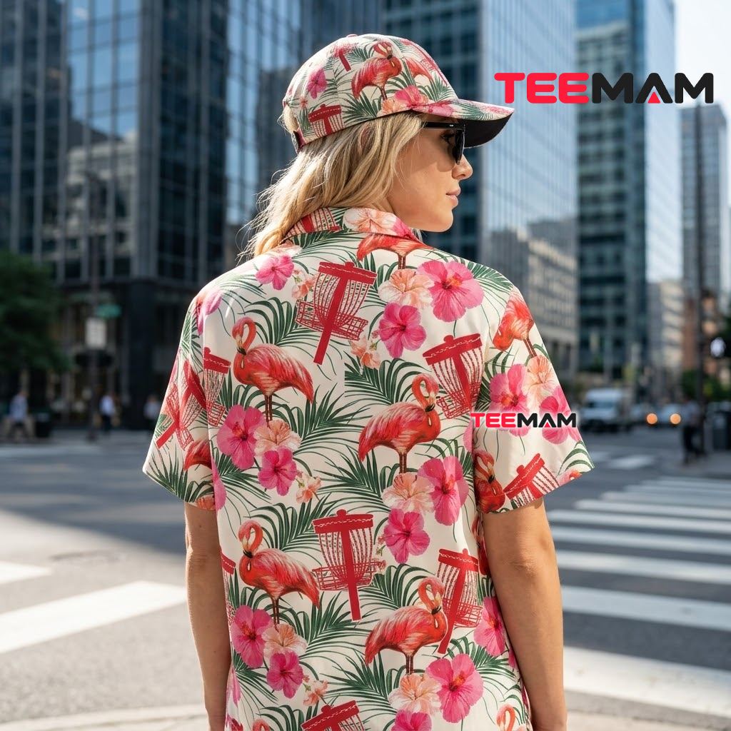 Flamingo Hawaiian Shirt Disc Golf Tropical Hibiscus Floral Print Version 3 Flamingo Hawaiian Shirt Disc Golf Tropical Hibiscus Floral Print Version 3