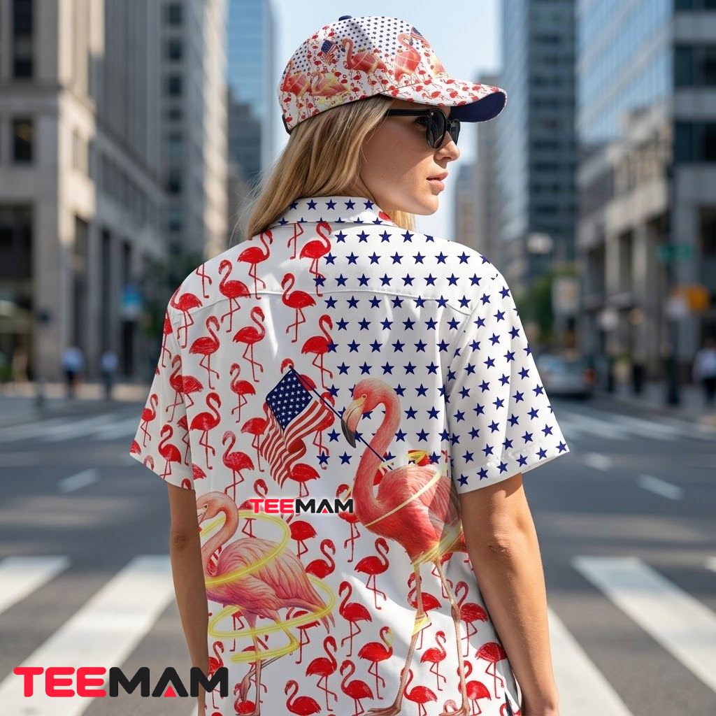 Flamingo Hawaiian Shirt Hula Hoop Star Navy American Version 3 Flamingo Hawaiian Shirt Hula Hoop Star Navy American Version 3