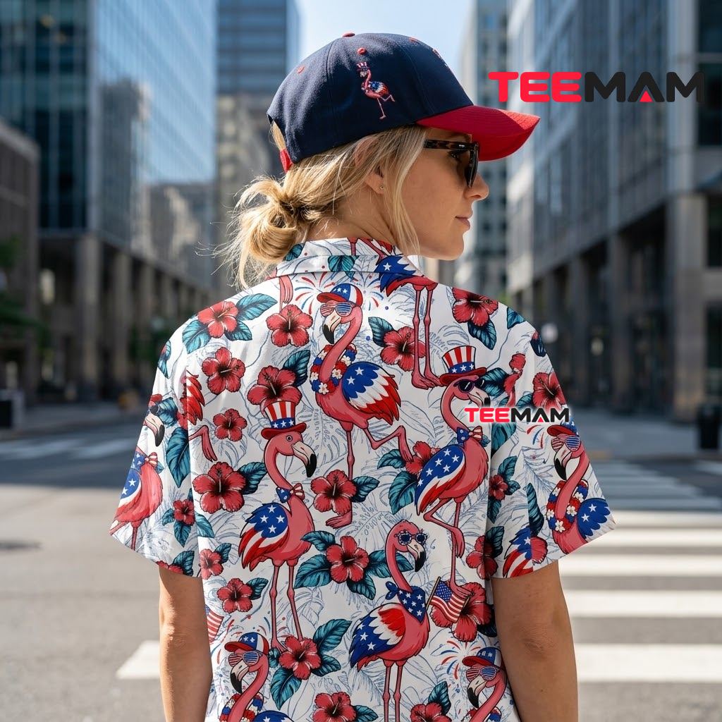 Flamingo Hawaiian Shirt Patriotic USA Flag Independence Day Version 3 Flamingo Hawaiian Shirt Patriotic USA Flag Independence Day Version 3