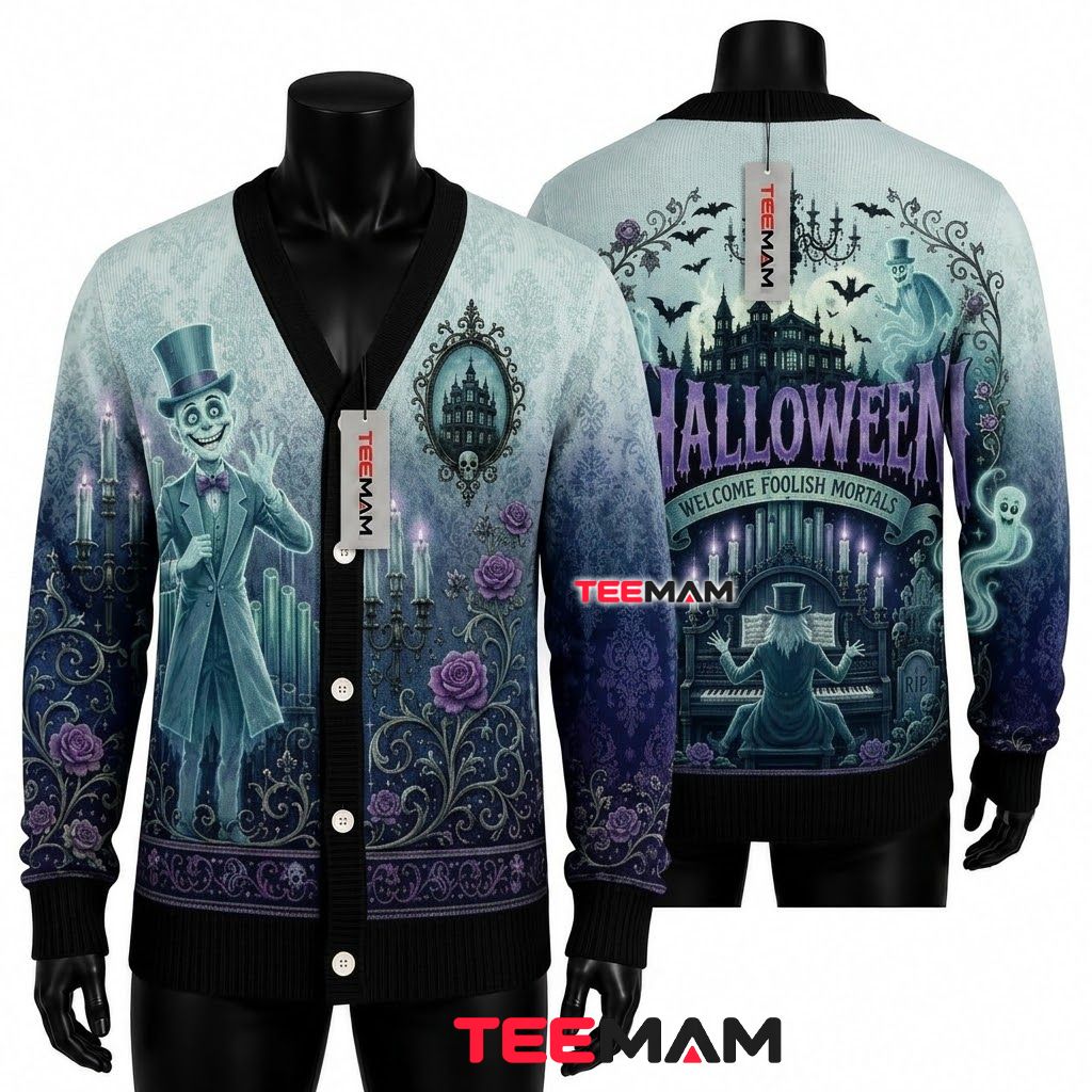 Foolish Mortals Halloween Cardigan Ghost Mansion 1