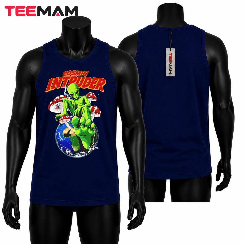 Funny Alien Tank Top Cosmic Intruder Mushroom Earth Design Funny Alien Tank Top Cosmic Intruder Mushroom Earth Design
