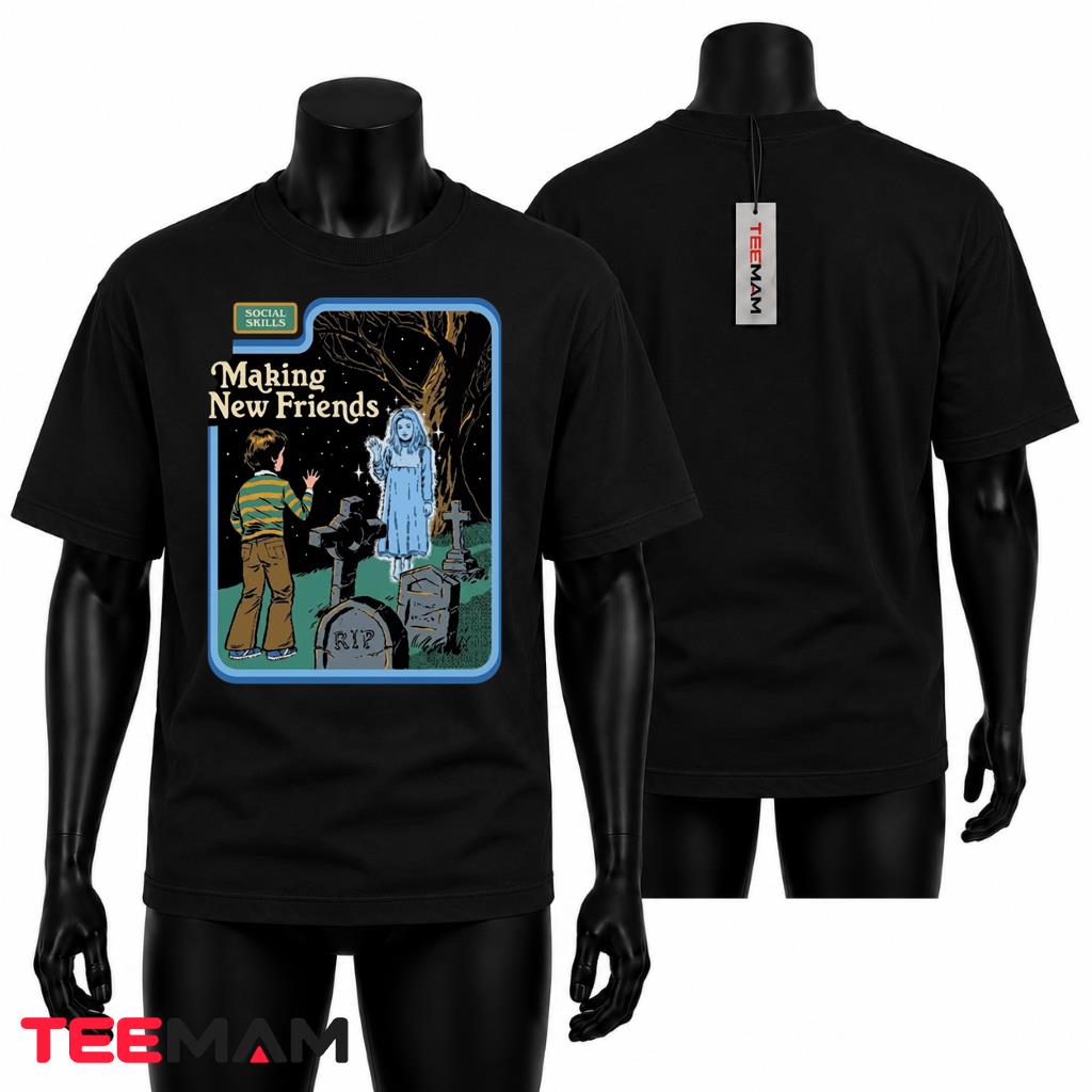 Funny Ghost Halloween T-Shirt Introvert Retro Graphic Dark Humor