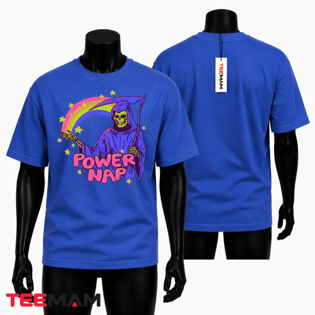 Funny Grim Reaper T-Shirt Rainbow Power Nap Halloween Outfit