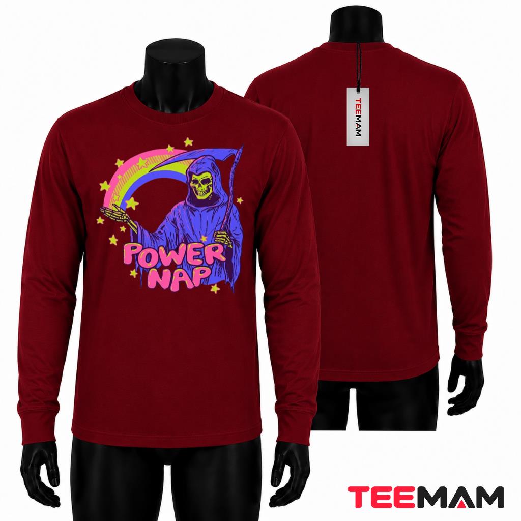 Funny Grim Reaper Long Sleeve Rainbow Power Nap Halloween Outfit Funny Grim Reaper Long Sleeve Rainbow Power Nap Halloween Outfit