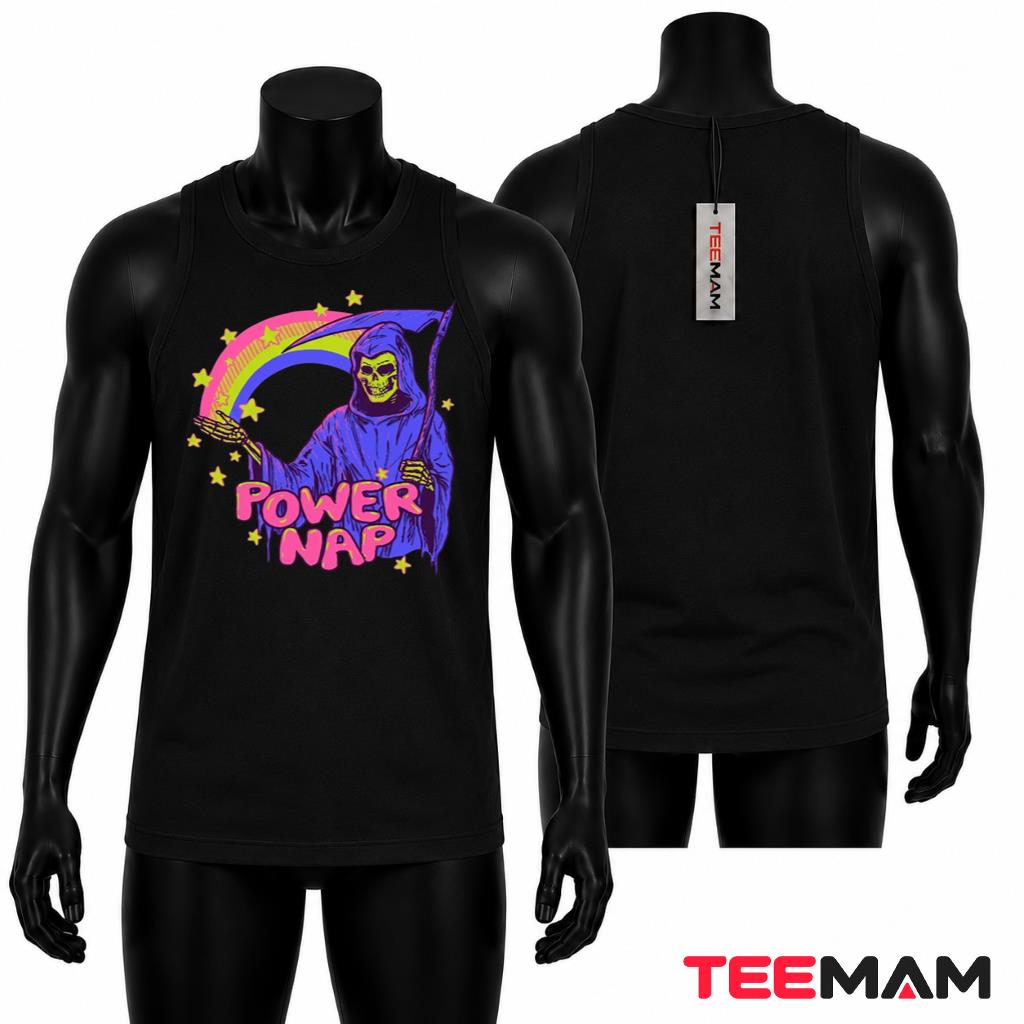 Funny Grim Reaper Tank Top Rainbow Power Nap Halloween Outfit Funny Grim Reaper Tank Top Rainbow Power Nap Halloween Outfit