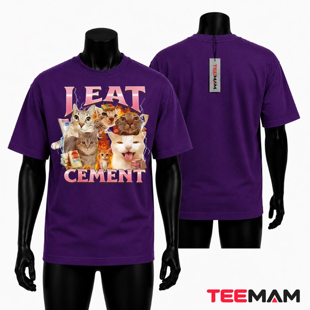 Funny Meme Cat T-Shirt I Eat Cement