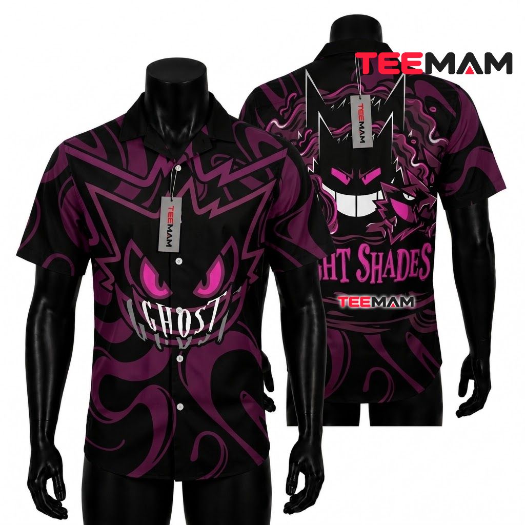 Gengar Pokemon Hawaiian Shirt Ghost Night Shades Front
