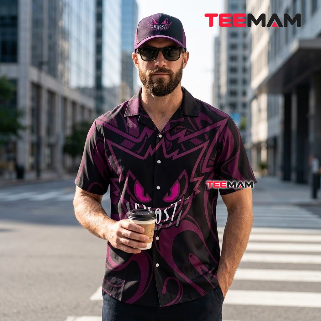 Gengar Pokemon Hawaiian Shirt Ghost Night Shades Back Gengar Pokemon Hawaiian Shirt Ghost Night Shades Back