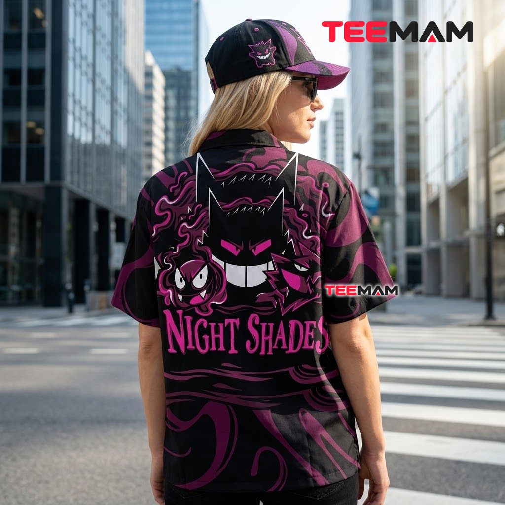 Gengar Pokemon Hawaiian Shirt Ghost Night Shades Version 3 Gengar Pokemon Hawaiian Shirt Ghost Night Shades Version 3