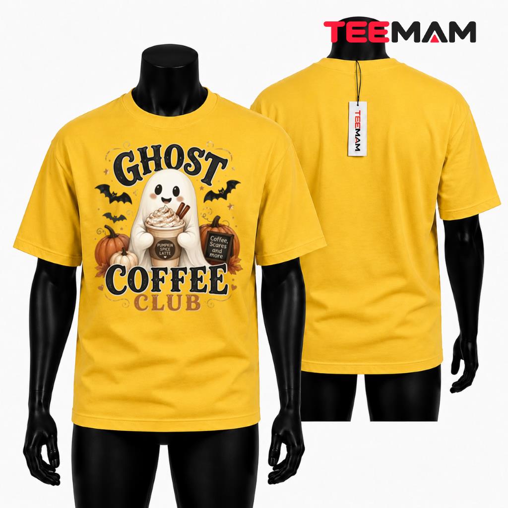 Ghost Coffee Club T-Shirt Pumpkin Spice Latte Halloween