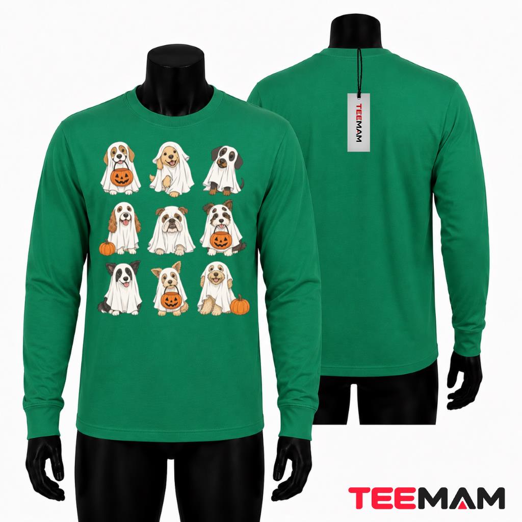 Ghost Dog Halloween Long Sleeve Pumpkin Spooky Puppy Lover Ghost Dog Halloween Long Sleeve Pumpkin Spooky Puppy Lover