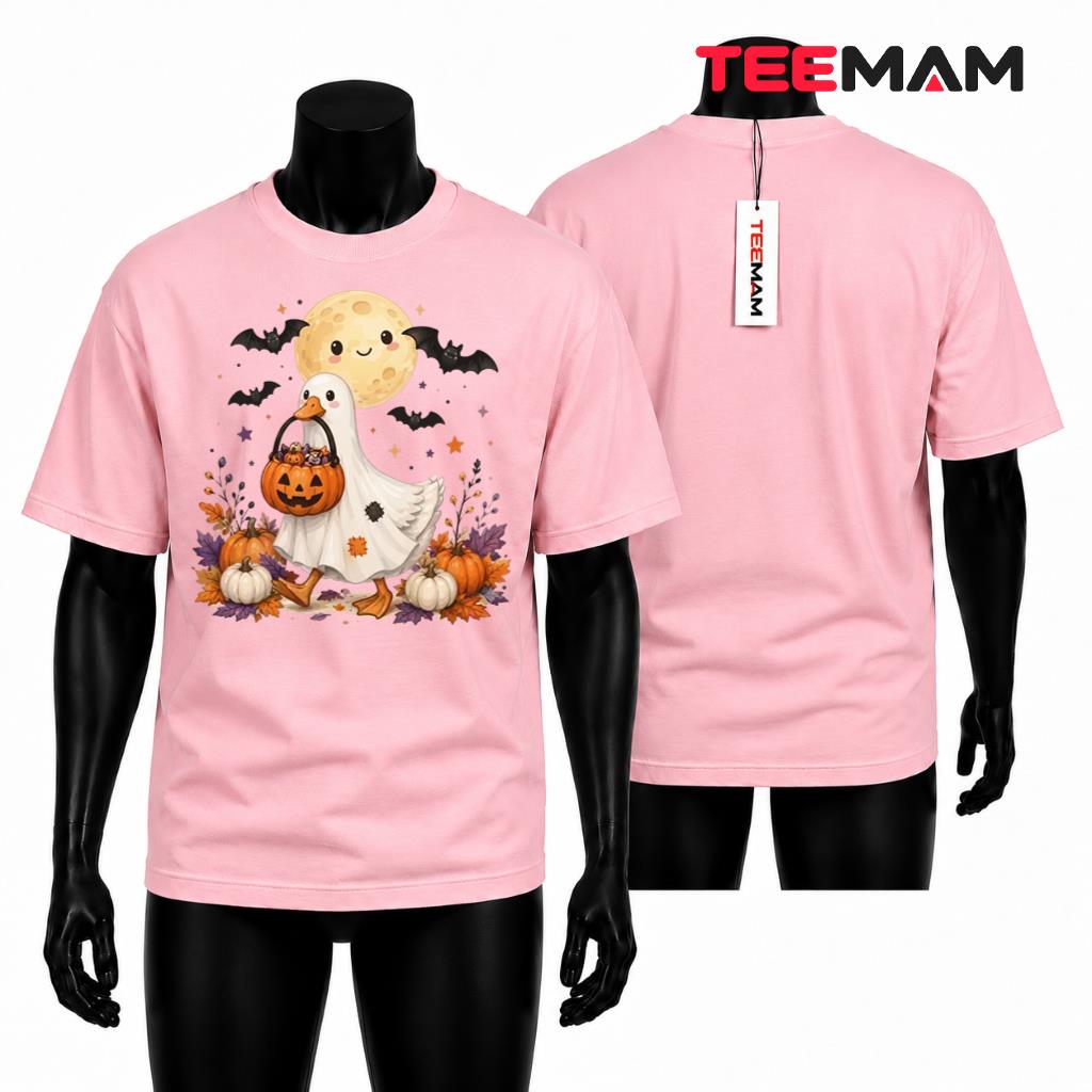 Ghost Duck Halloween T-Shirt Cute Trick Or Treat Moon