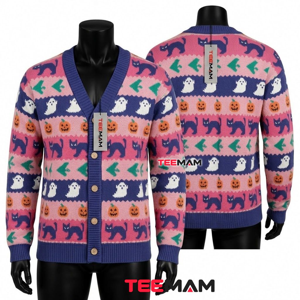 Ghost Halloween Cardigan RIP Tombstone Pumpkin Ghost Halloween Cardigan RIP Tombstone Pumpkin