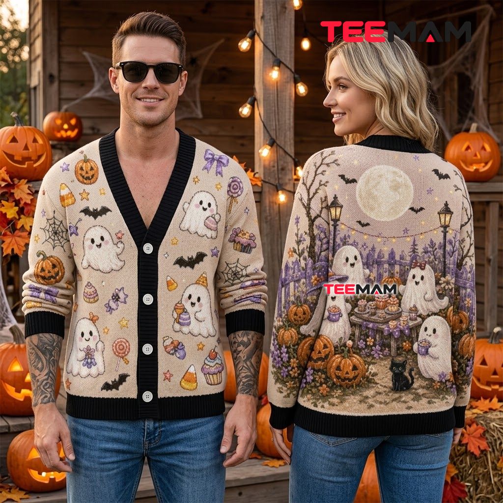 Ghost Halloween Cardigan Tea Party Pumpkin Garden 2 Ghost Halloween Cardigan Tea Party Pumpkin Garden 2