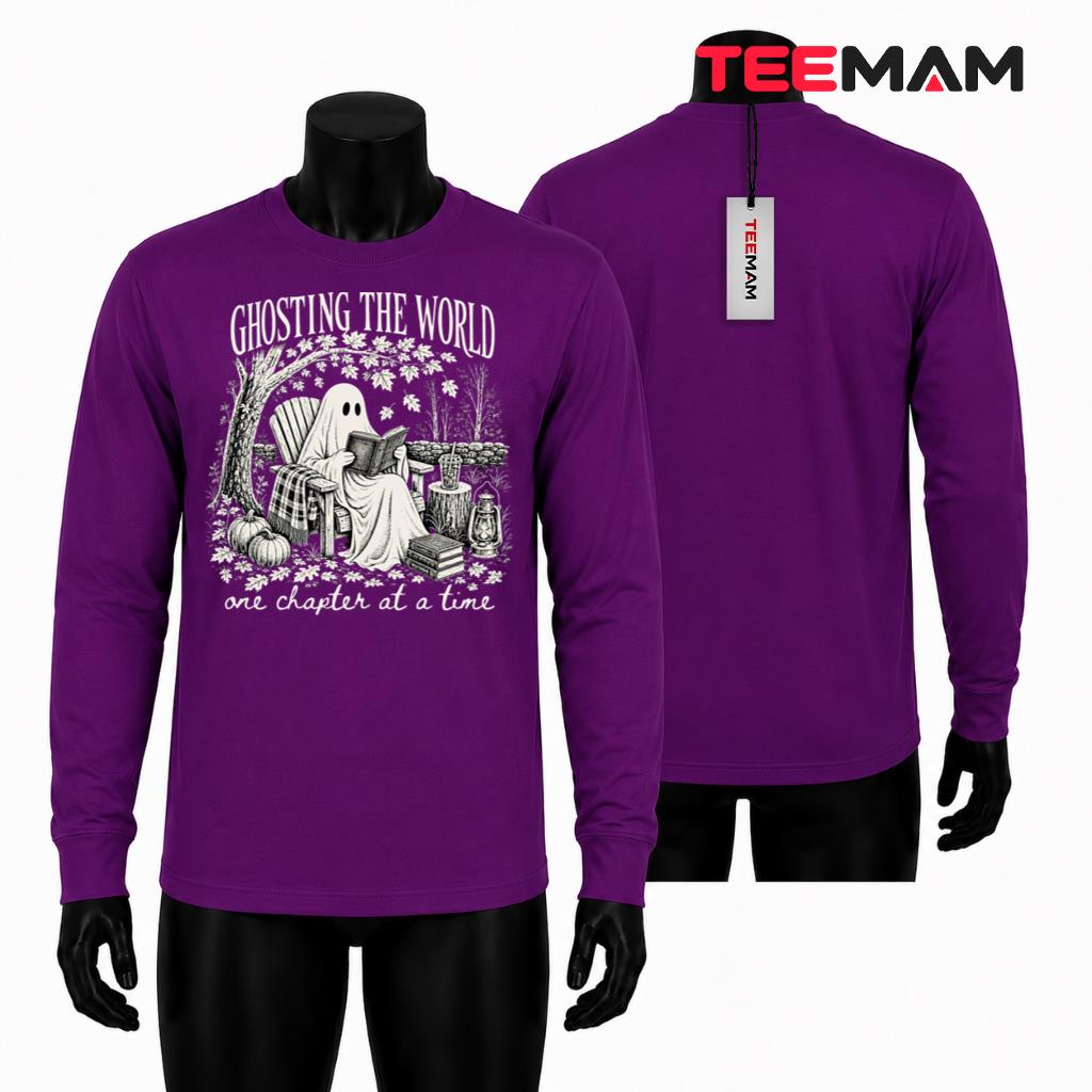 Ghost Reading Book Long Sleeve Halloween Fall Pumpkin Ghost Reading Book Long Sleeve Halloween Fall Pumpkin