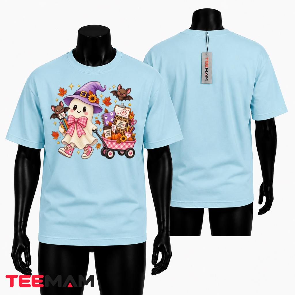 Ghost Teacher Halloween T-Shirt Spooky School Witch Bat