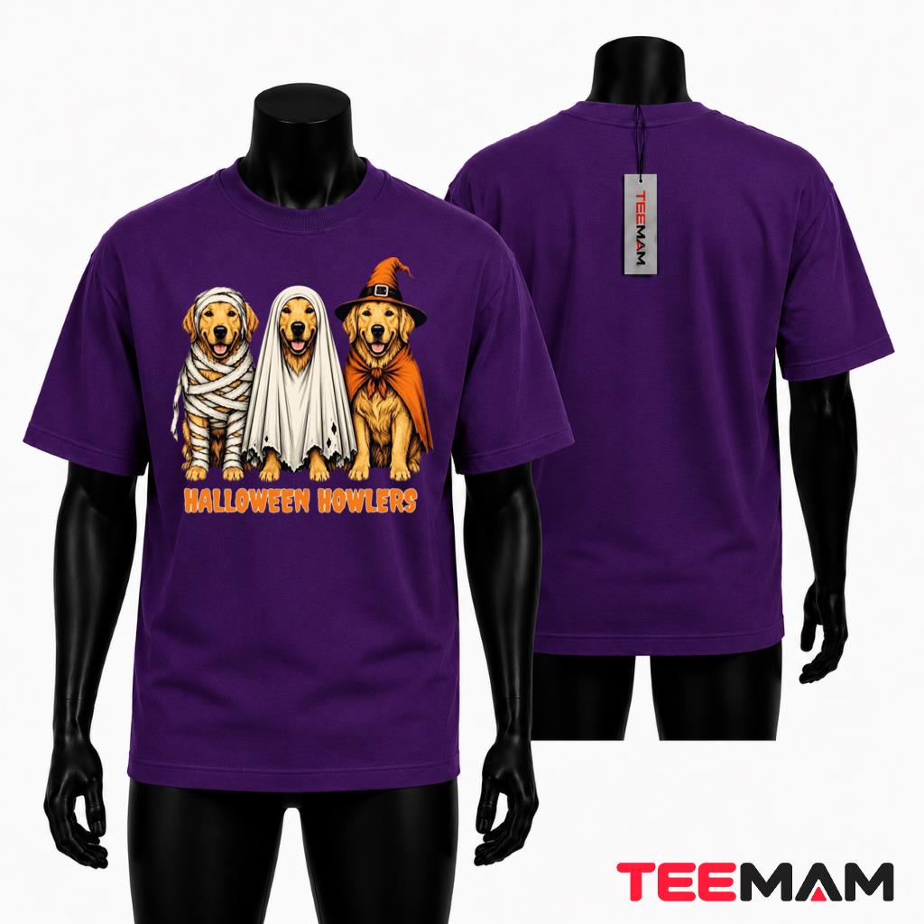 Golden Retriever Halloween T-Shirt Mummy Ghost Witch