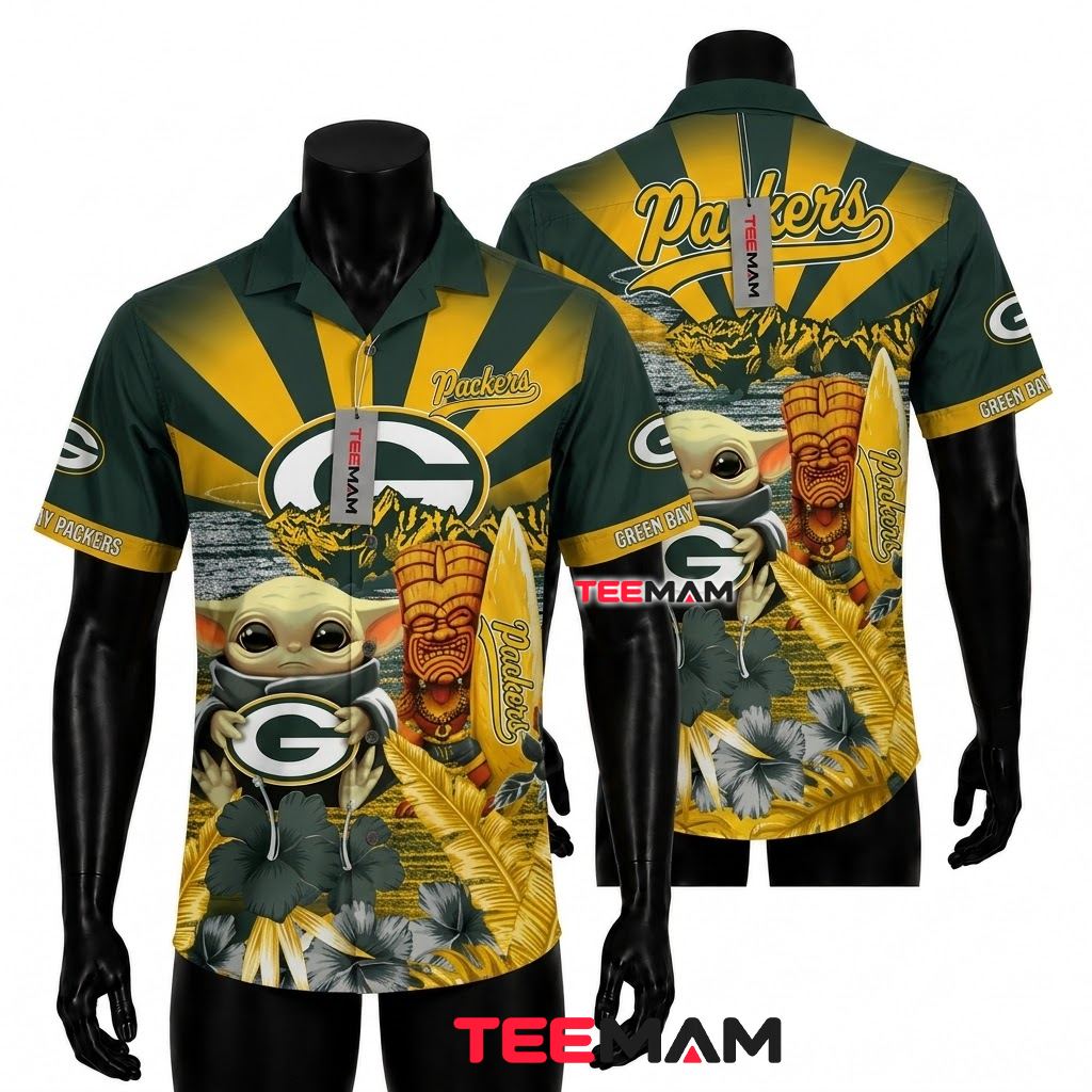 Green Bay Packers Hawaiian Shirt Baby Yoda Front