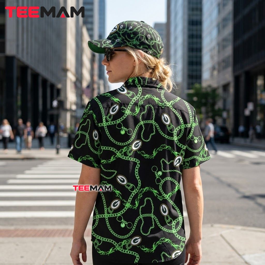 Green Bay Packers Hawaiian Shirt Chain Pattern Version 3 Green Bay Packers Hawaiian Shirt Chain Pattern Version 3
