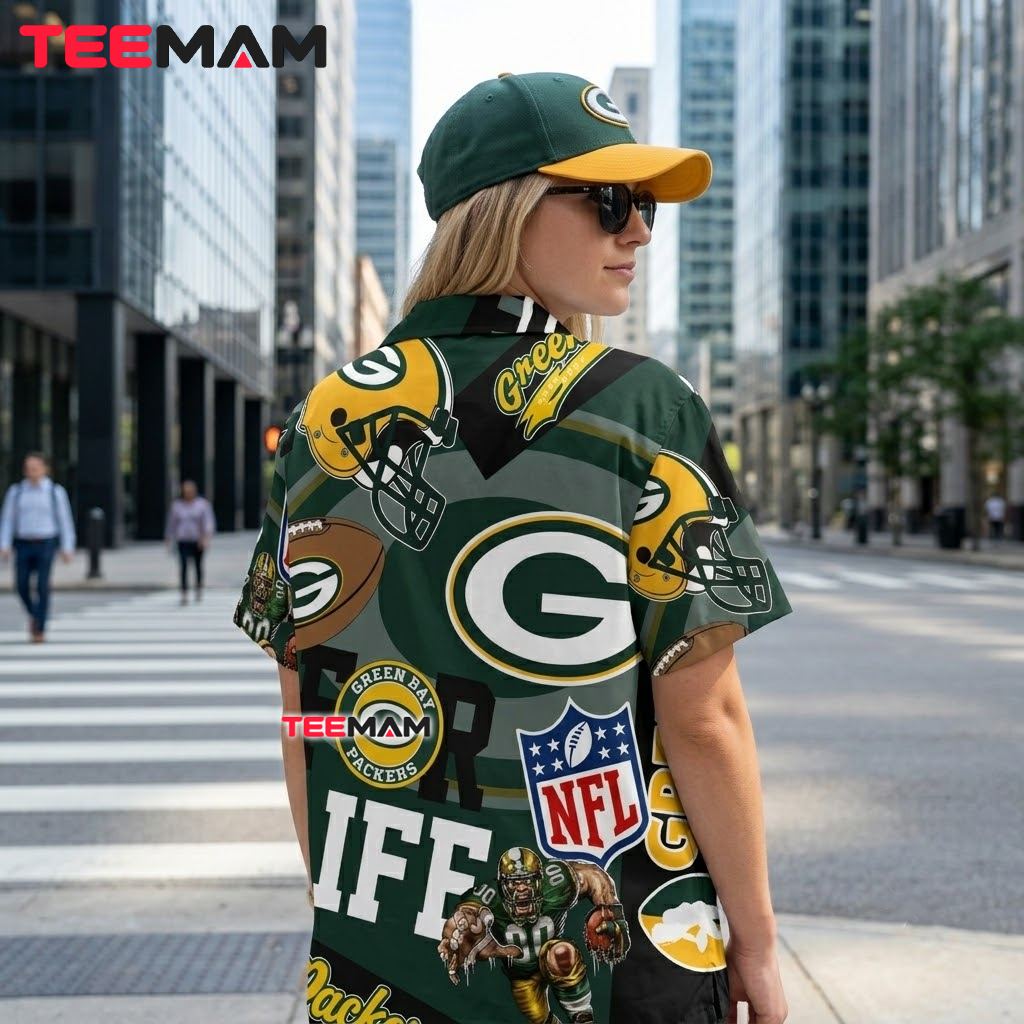 Green Bay Packers Hawaiian Shirt Helmet Mascot Version 3 Green Bay Packers Hawaiian Shirt Helmet Mascot Version 3