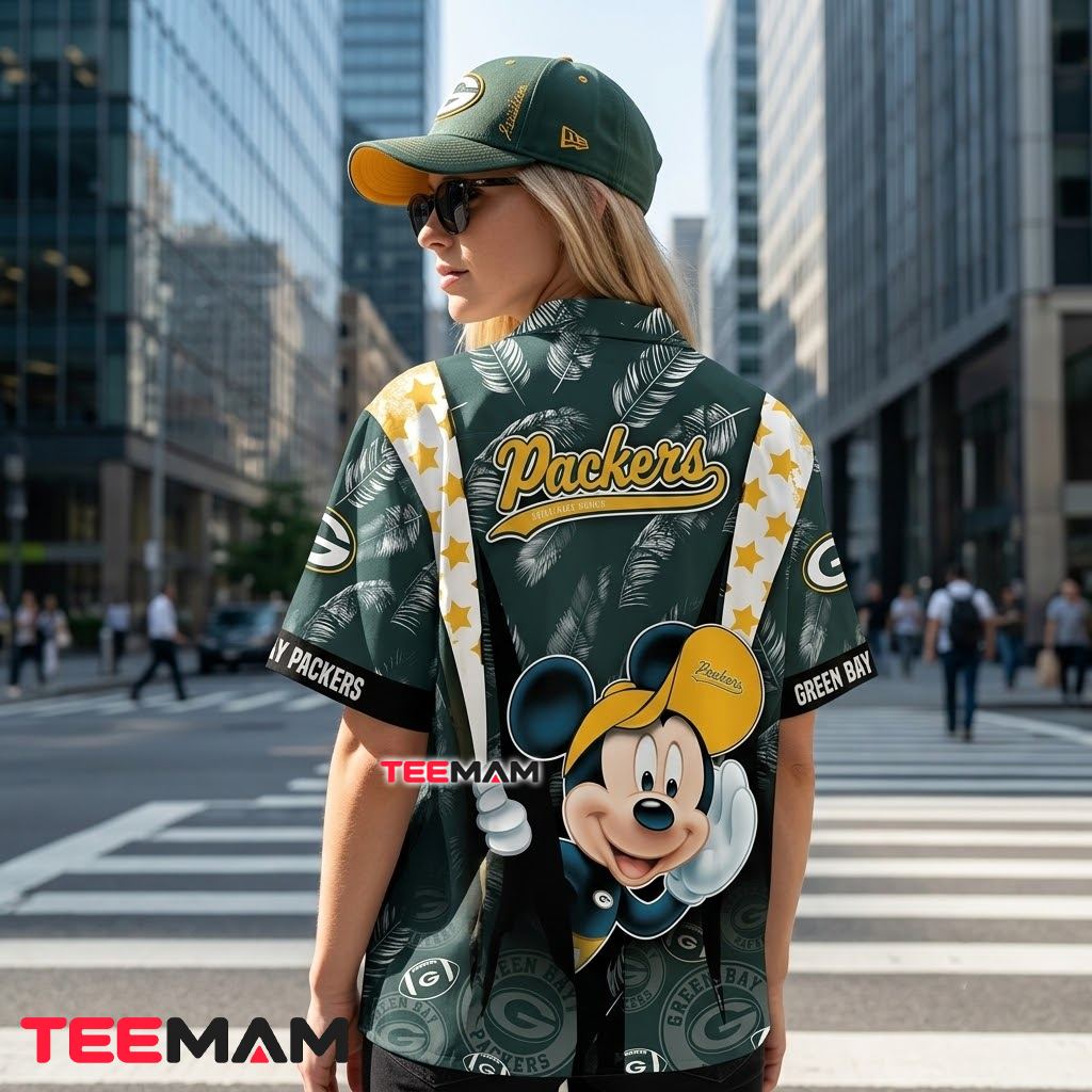 Green Bay Packers Hawaiian Shirt Mickey Stars Version 3 Green Bay Packers Hawaiian Shirt Mickey Stars Version 3