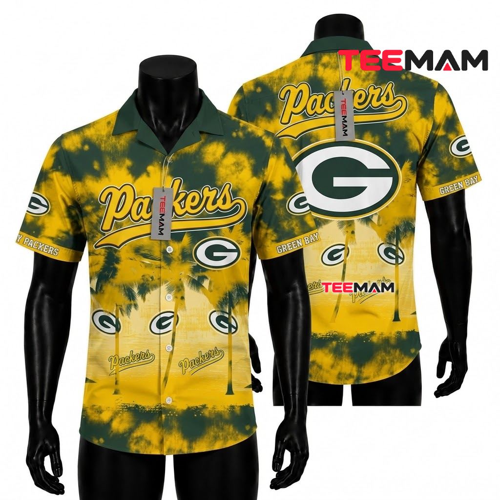 Green Bay Packers Hawaiian Shirt Tie Dye Front