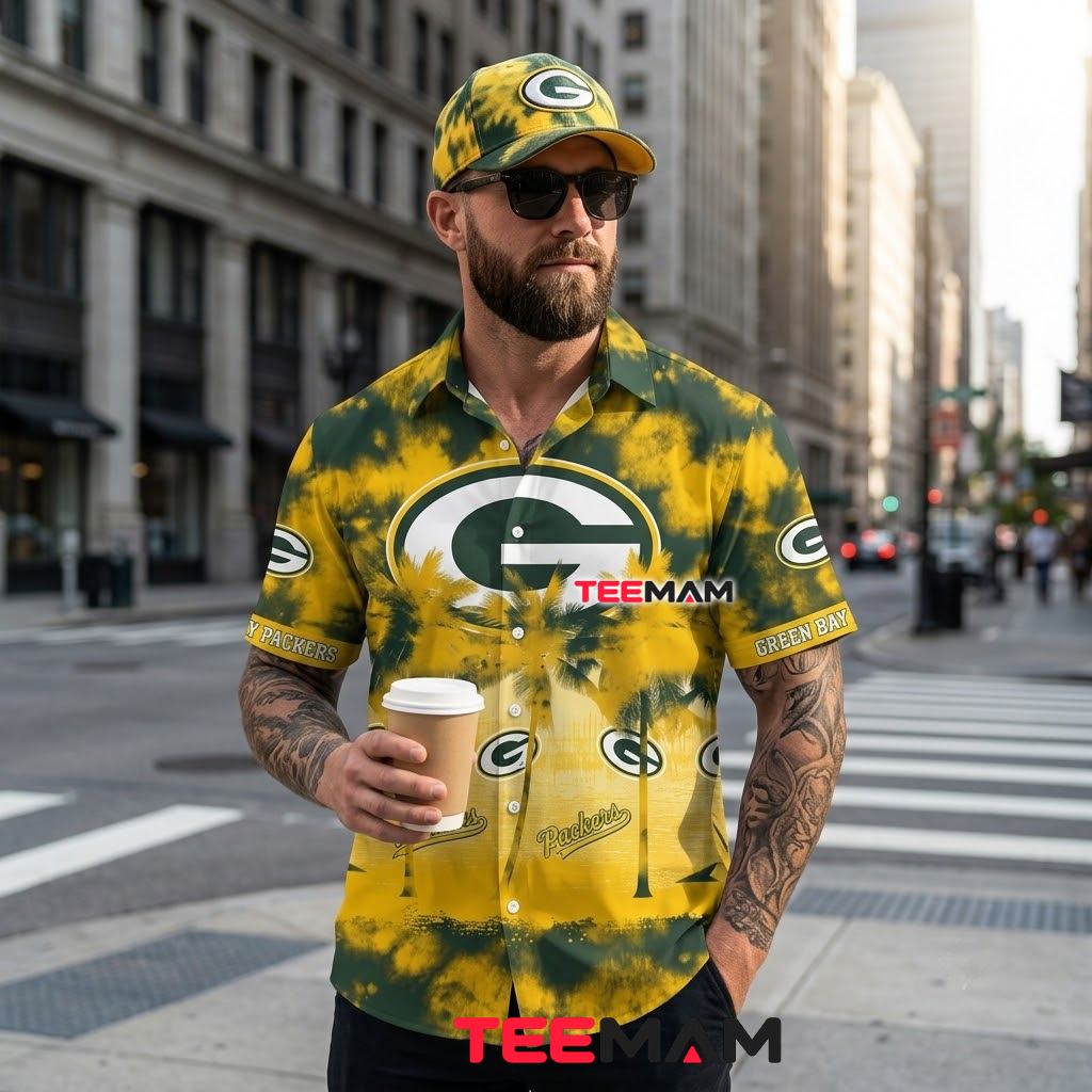 Green Bay Packers Hawaiian Shirt Tie Dye Back Green Bay Packers Hawaiian Shirt Tie Dye Back