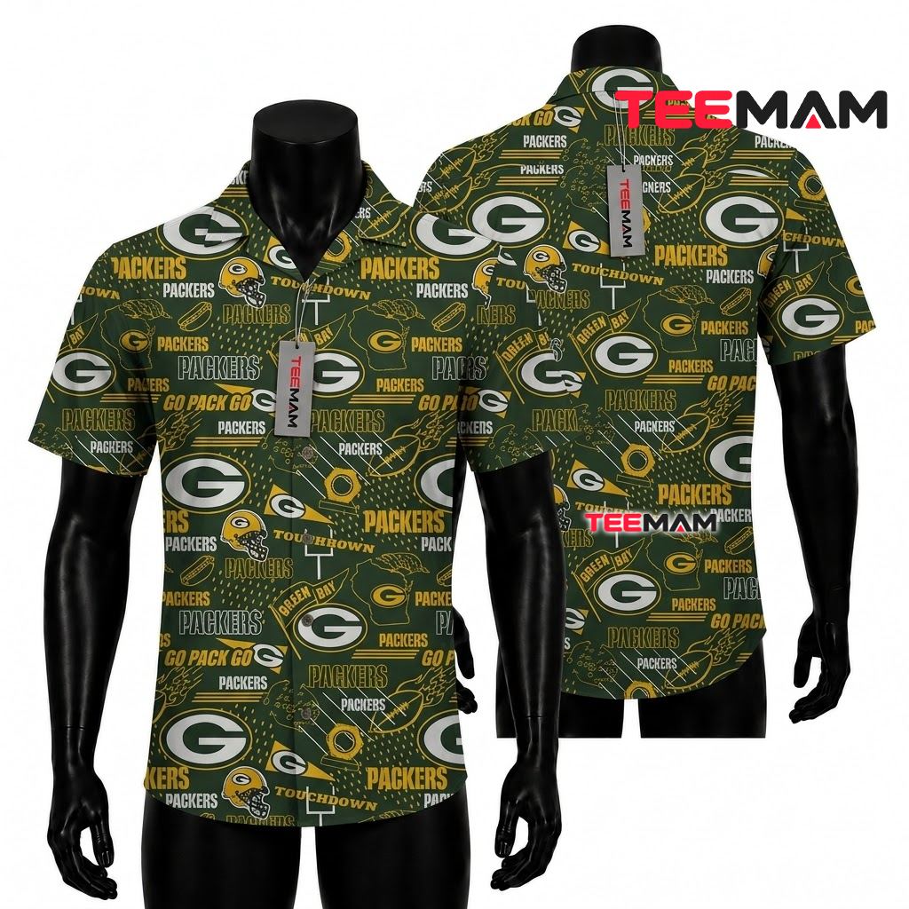 Green Bay Packers Hawaiian Shirt Touchdown Allover Front