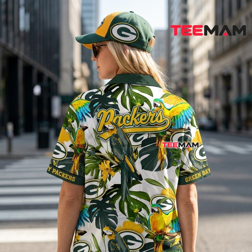 Green Bay Packers Hawaiian Shirt Tropical Parrot Version 3 Green Bay Packers Hawaiian Shirt Tropical Parrot Version 3
