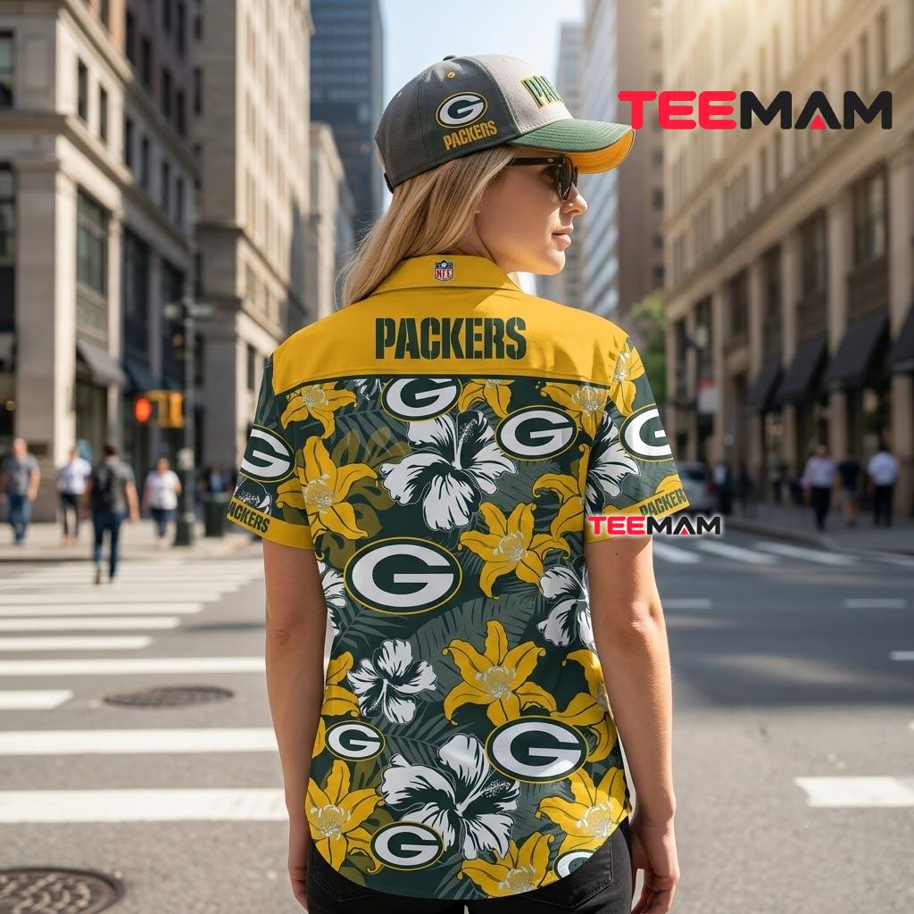 Green Bay Packers Hawaiian Shirt Yellow Lily Version 3 Green Bay Packers Hawaiian Shirt Yellow Lily Version 3