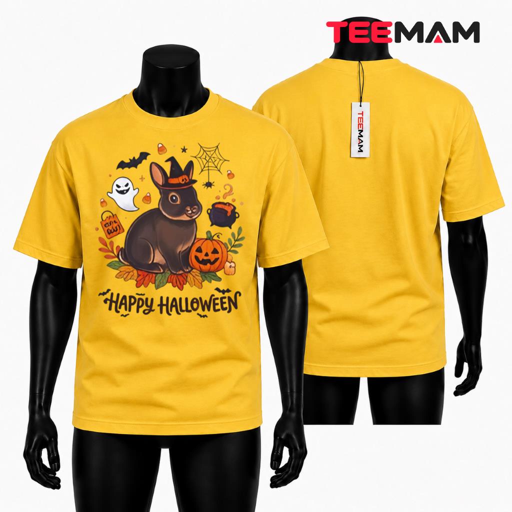 Halloween Bunny Witch Hat T-Shirt Cute Rabbit Pumpkin