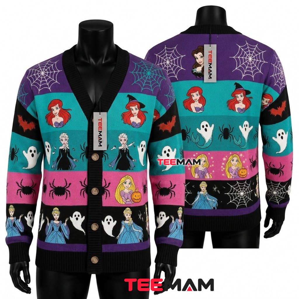 Halloween Cardigan Ariel Elsa Rapunzel Princess 1