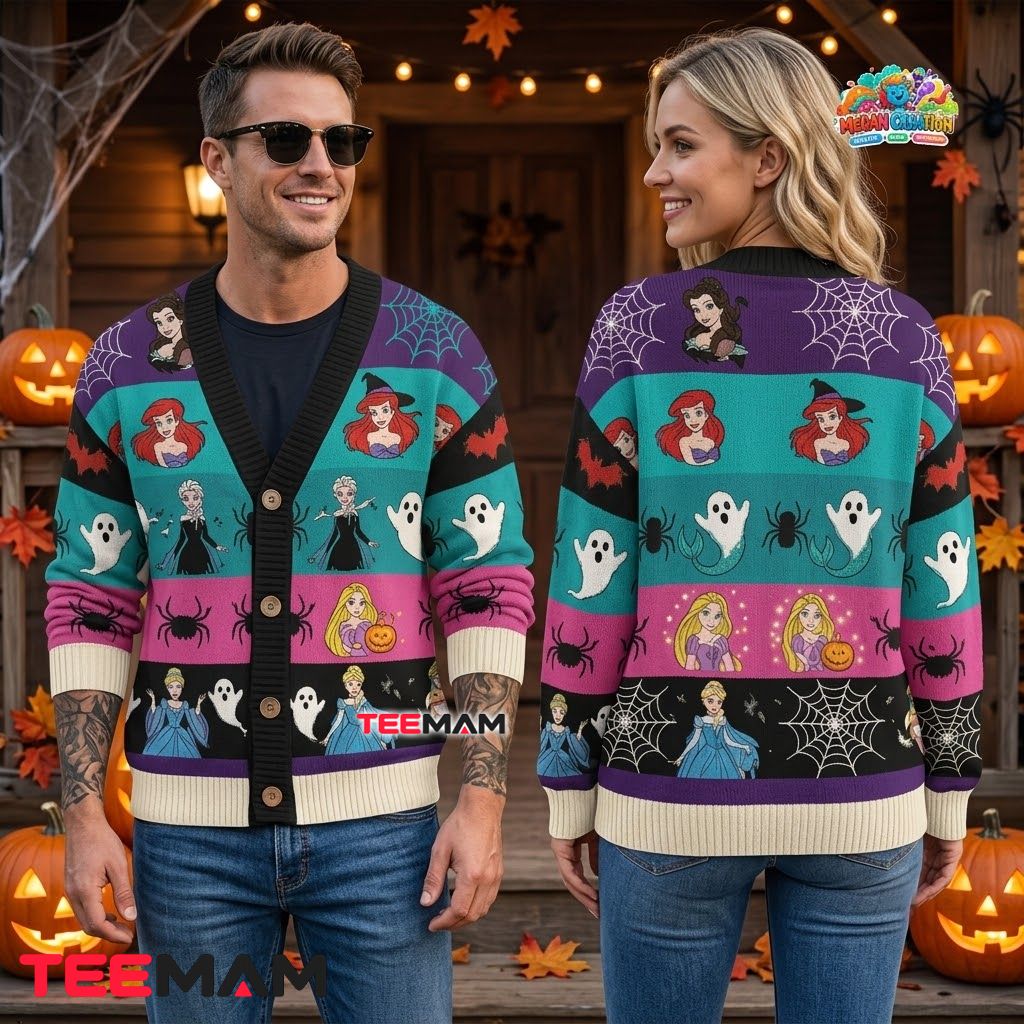 Halloween Cardigan Ariel Elsa Rapunzel Princess 2 Halloween Cardigan Ariel Elsa Rapunzel Princess 2