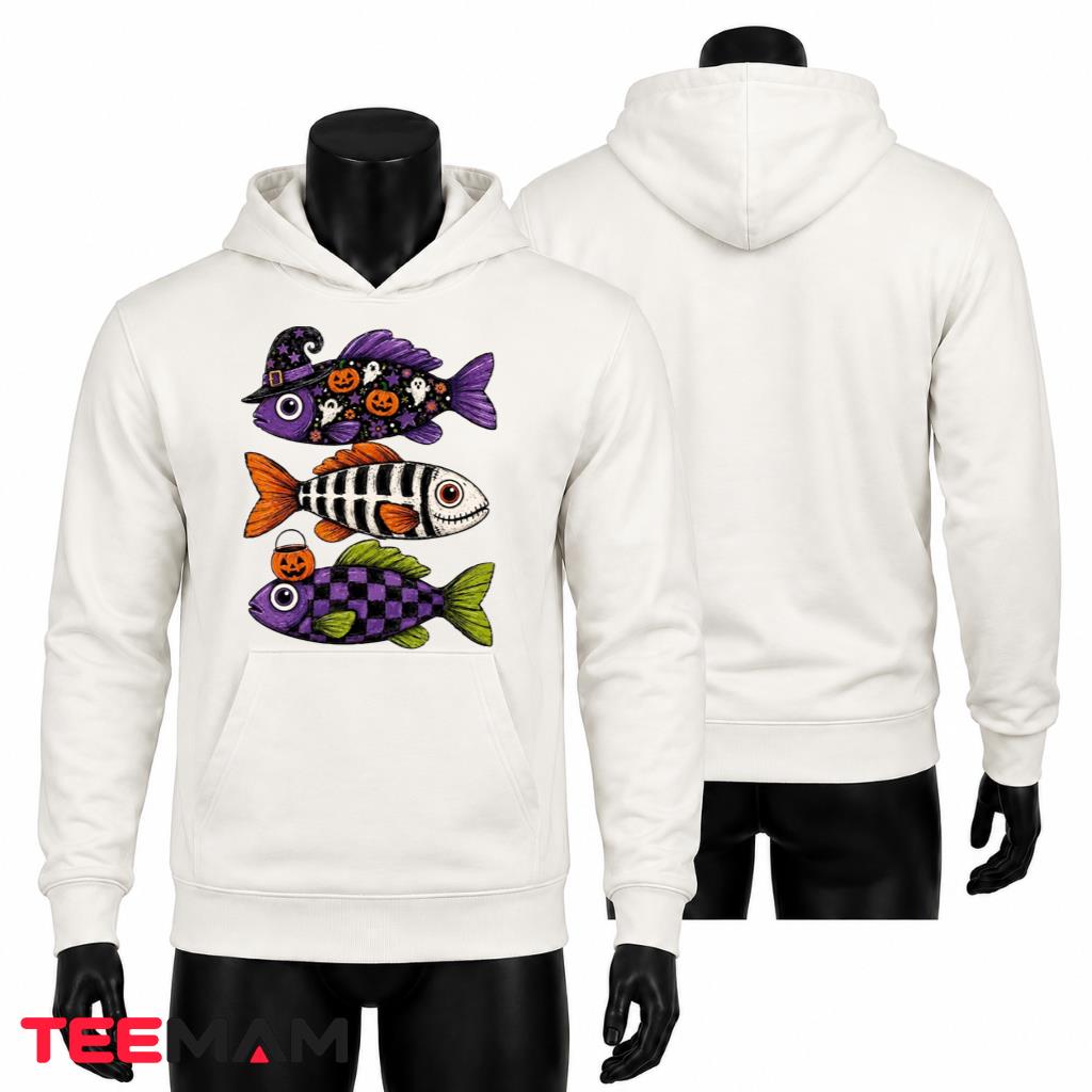 Halloween Fish Hoodie Spooky Witch Pumpkin Fishing Halloween Fish Hoodie Spooky Witch Pumpkin Fishing