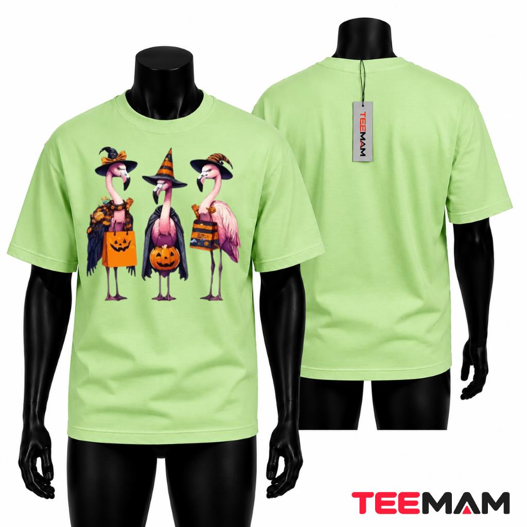 Halloween Flamingos Witch T-Shirt Spooky Group Costume