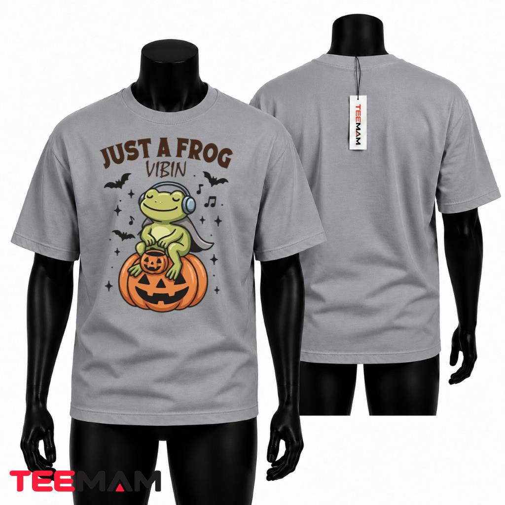 Halloween Music Frog T-Shirt Just A Frog Vibin