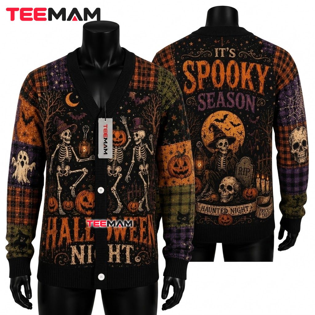 Halloween Night Cardigan Skeleton Pumpkin Witch 1