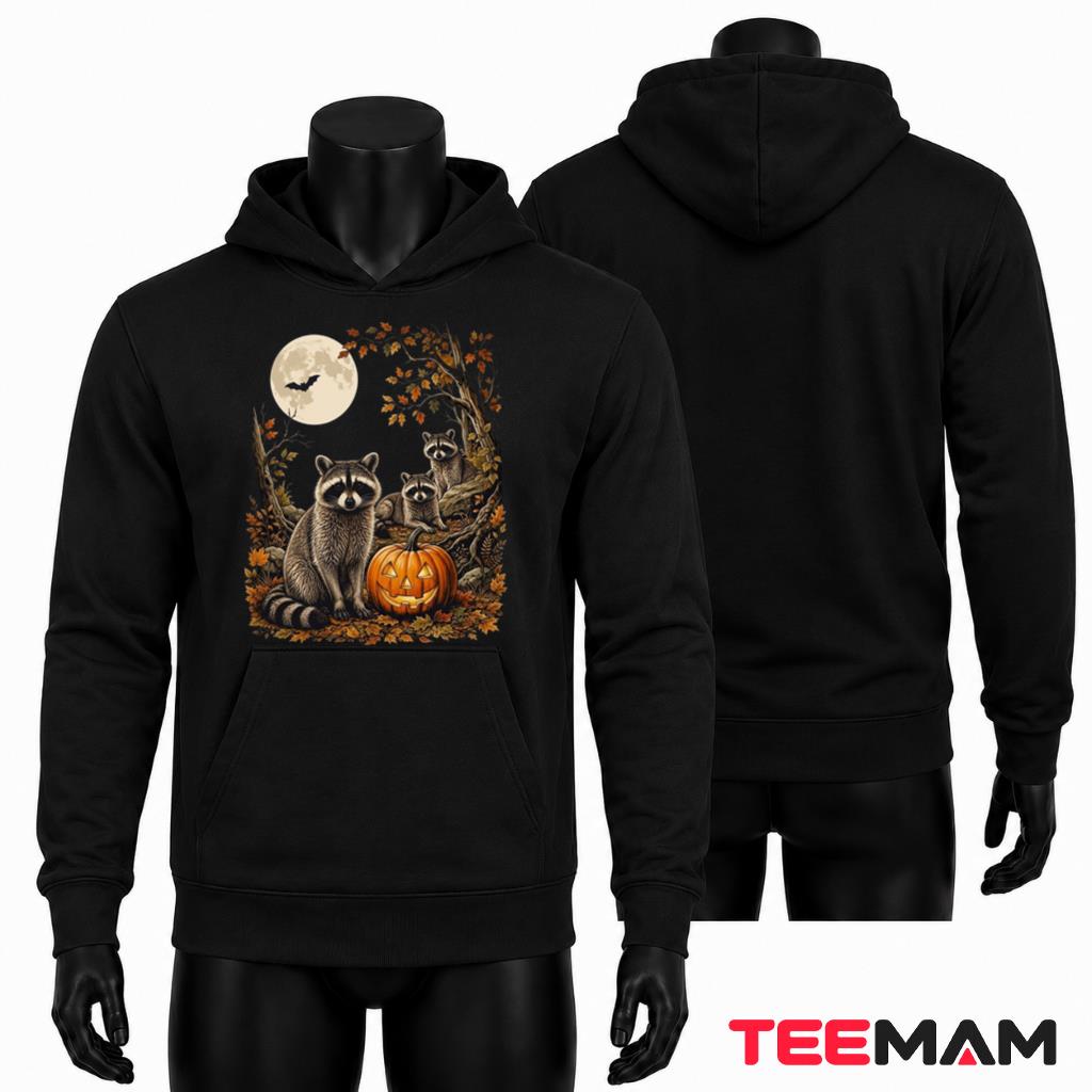 Halloween Raccoon Hoodie Spooky Pumpkin Forest Wildlife Halloween Raccoon Hoodie Spooky Pumpkin Forest Wildlife