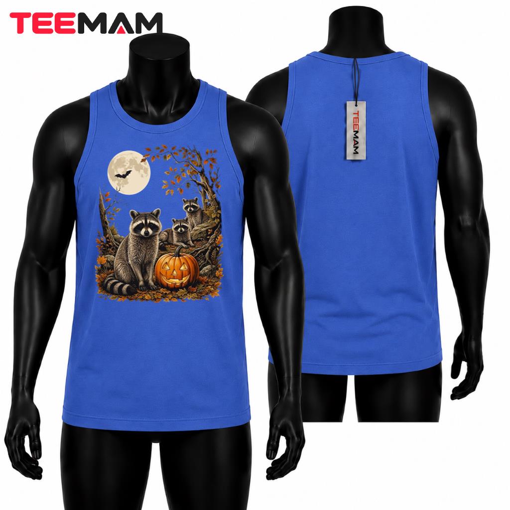 Halloween Raccoon Tank Top Spooky Pumpkin Forest Wildlife Halloween Raccoon Tank Top Spooky Pumpkin Forest Wildlife