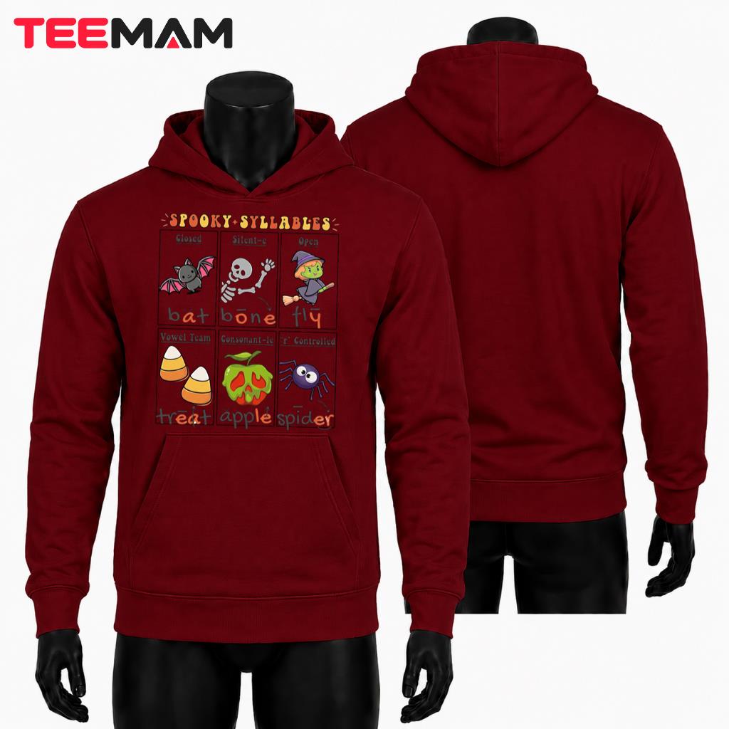 Halloween Reading Teacher Hoodie Spooky Syllables Halloween Reading Teacher Hoodie Spooky Syllables