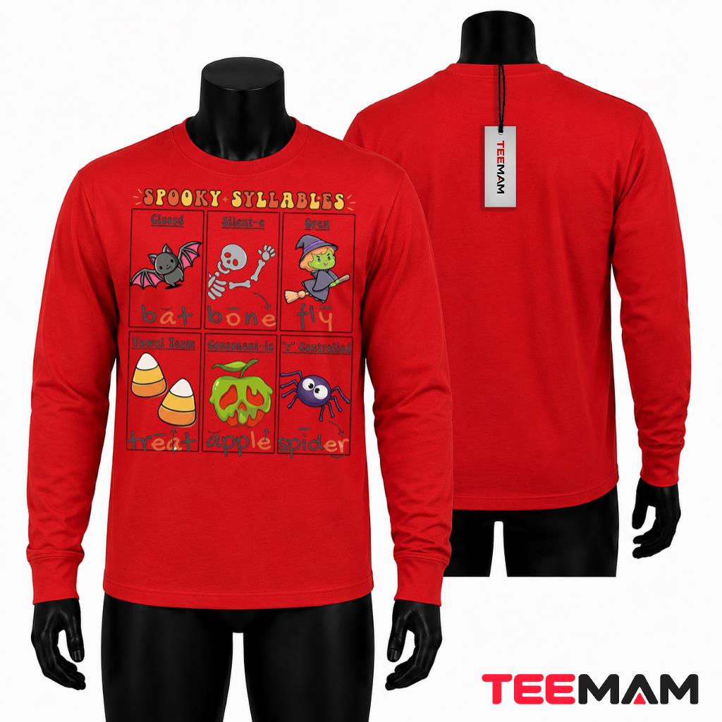 Halloween Reading Teacher Long Sleeve Spooky Syllables Halloween Reading Teacher Long Sleeve Spooky Syllables