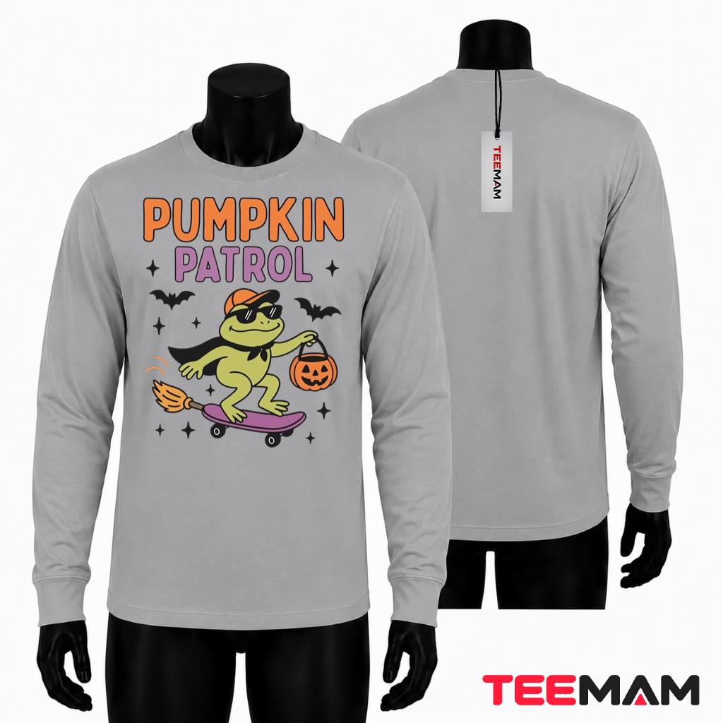Halloween Skater Frog Long Sleeve Pumpkin Patrol Halloween Skater Frog Long Sleeve Pumpkin Patrol